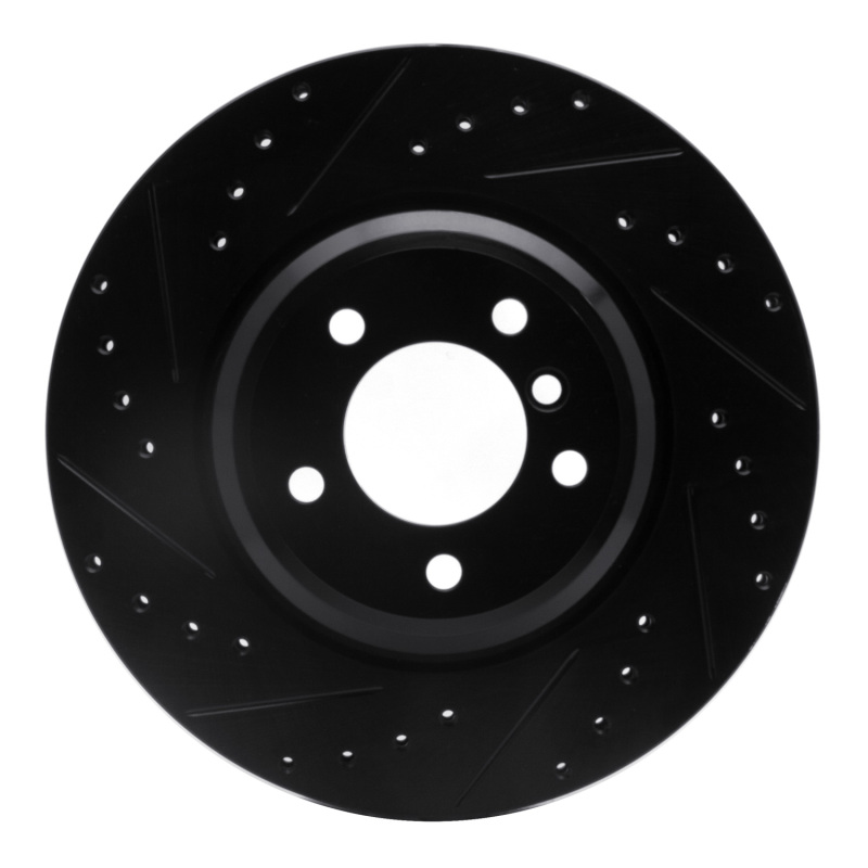 BMW 335I xDrive Brake Rotor (1) - Front Left - R1 Concepts - Drilled & Slotted - Black - `07-`15